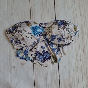 La Vie En Rose Strapless Floral Bikini Top Size Small